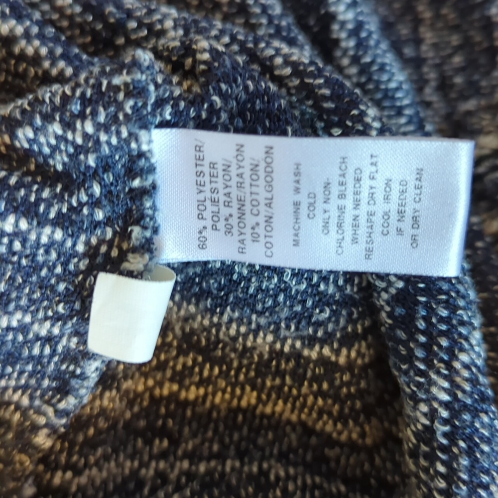 LOFT Dark Navy Blue and White Cowl Neck Sweater - Picture 7 of 7